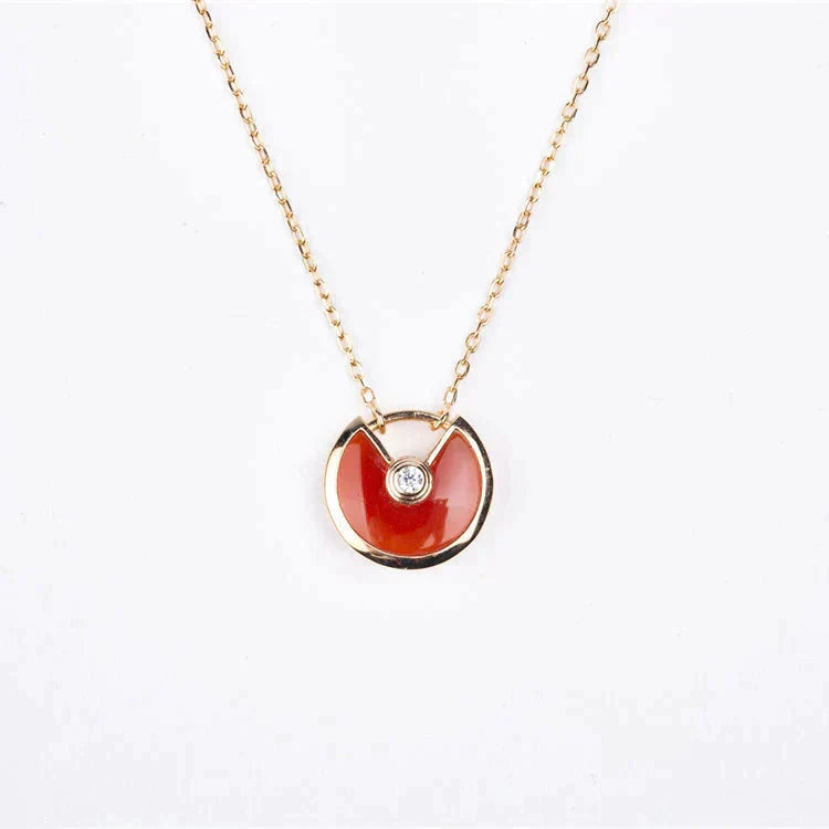 [Glow Muse]AMULETTE GOLD CARNELIAN ONYX NECKLACE
