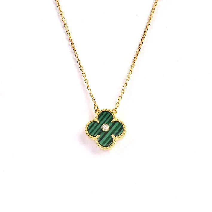 [Glow Muse]CLOVER 15MM DIAMOND TURQUOISE NECKLACE