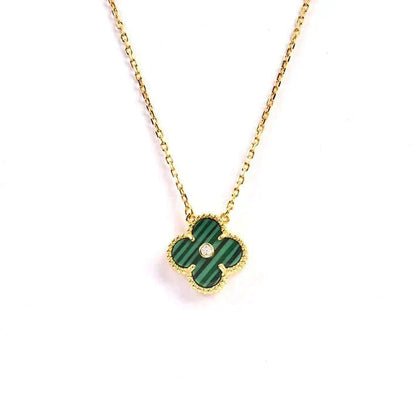 [Glow Muse]CLOVER 15MM DIAMOND TURQUOISE NECKLACE