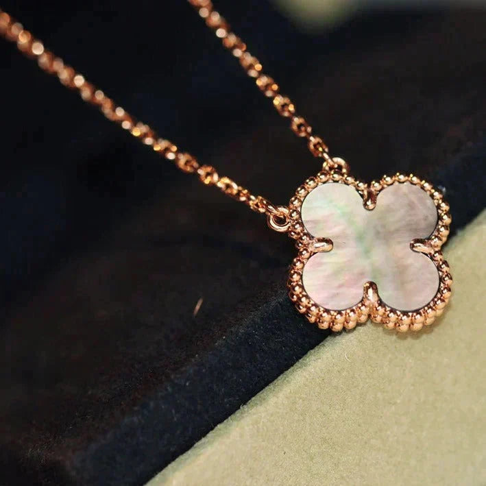 [Glow Muse]CLOVER 15MM  GRAY MOTHER OF PEARL NECKLACE