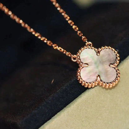 [Glow Muse]CLOVER 15MM  GRAY MOTHER OF PEARL NECKLACE