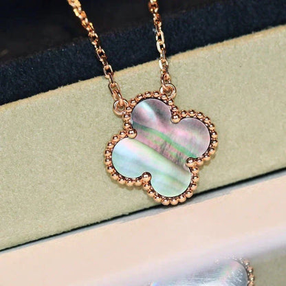 [Glow Muse]CLOVER 15MM  GRAY MOTHER OF PEARL NECKLACE
