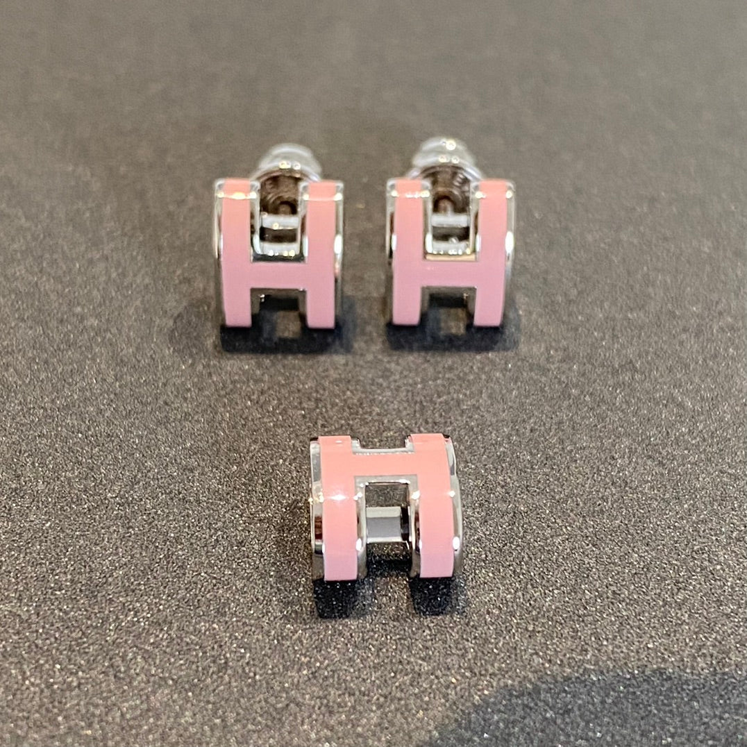 [Glow Muse]MINI POP H SILVER EARRINGS PINK