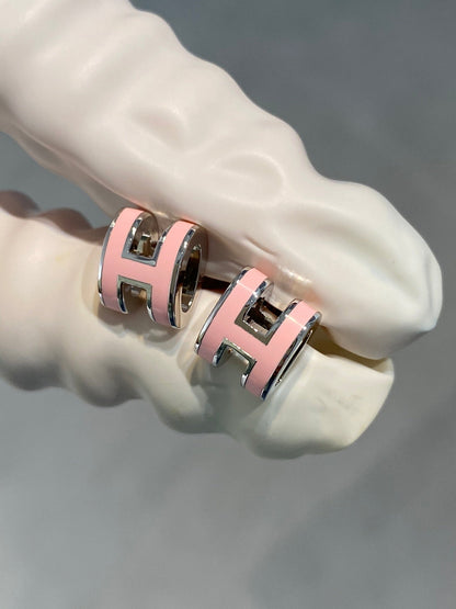 [Glow Muse]MINI POP H SILVER EARRINGS PINK