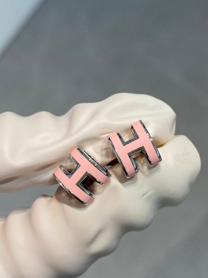 [Glow Muse]MINI POP H SILVER EARRINGS PINK