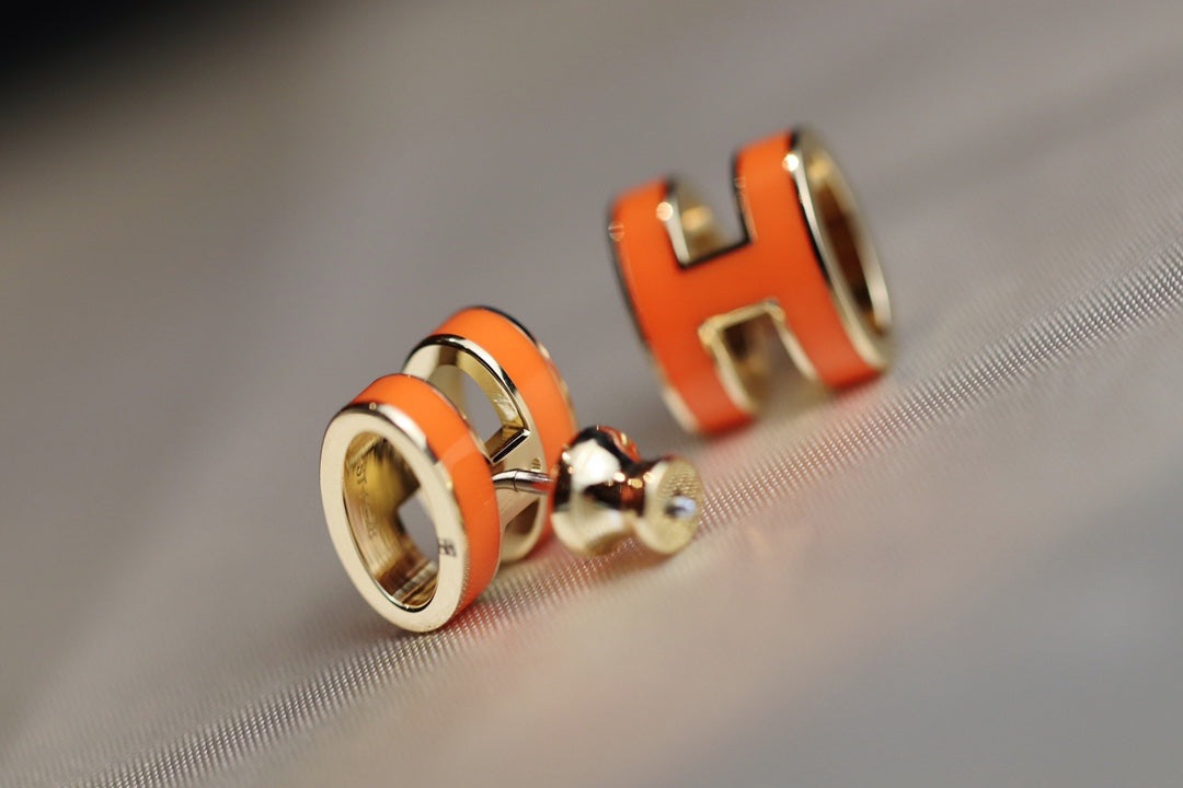 [Glow Muse]MINI POP H EARRINGS ORANGE