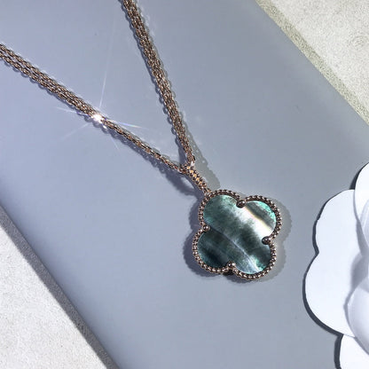 [Glow Muse]CLOVER 25MM GOLD DARK MOP BIG CLOVER NECKLACE