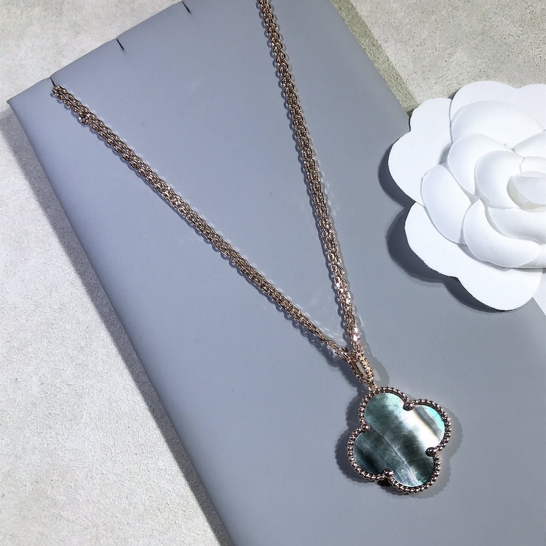 [Glow Muse]CLOVER 25MM GOLD DARK MOP BIG CLOVER NECKLACE