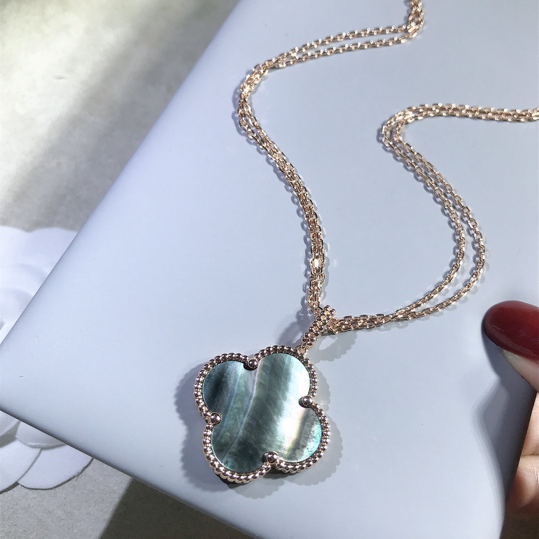 [Glow Muse]CLOVER 25MM GOLD DARK MOP BIG CLOVER NECKLACE