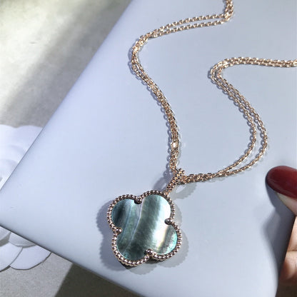 [Glow Muse]CLOVER 25MM GOLD DARK MOP BIG CLOVER NECKLACE