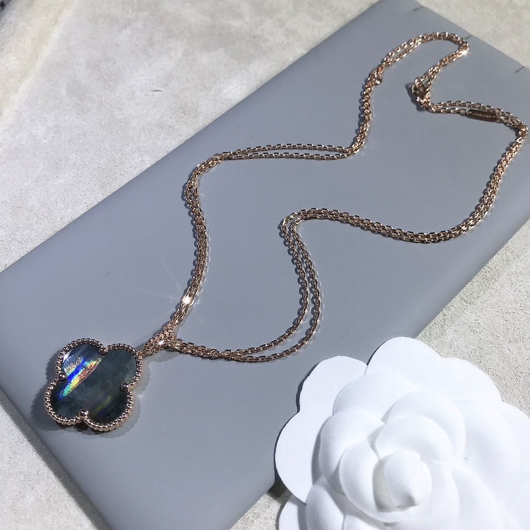 [Glow Muse]CLOVER 25MM GOLD DARK MOP BIG CLOVER NECKLACE