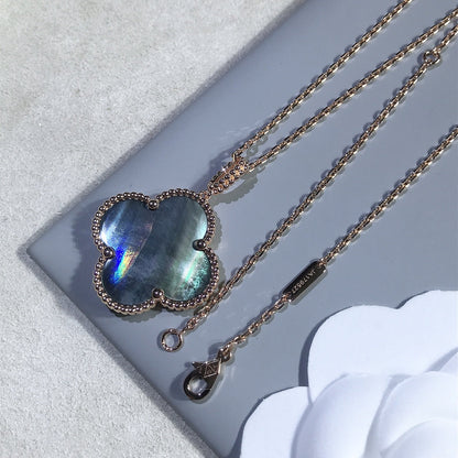 [Glow Muse]CLOVER 25MM GOLD DARK MOP BIG CLOVER NECKLACE