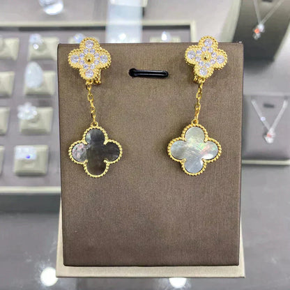 [Glow Muse]CLOVER  2 MOTIFS  DIAMOND  EARRINGS (MULTIPLE CHOICESç´