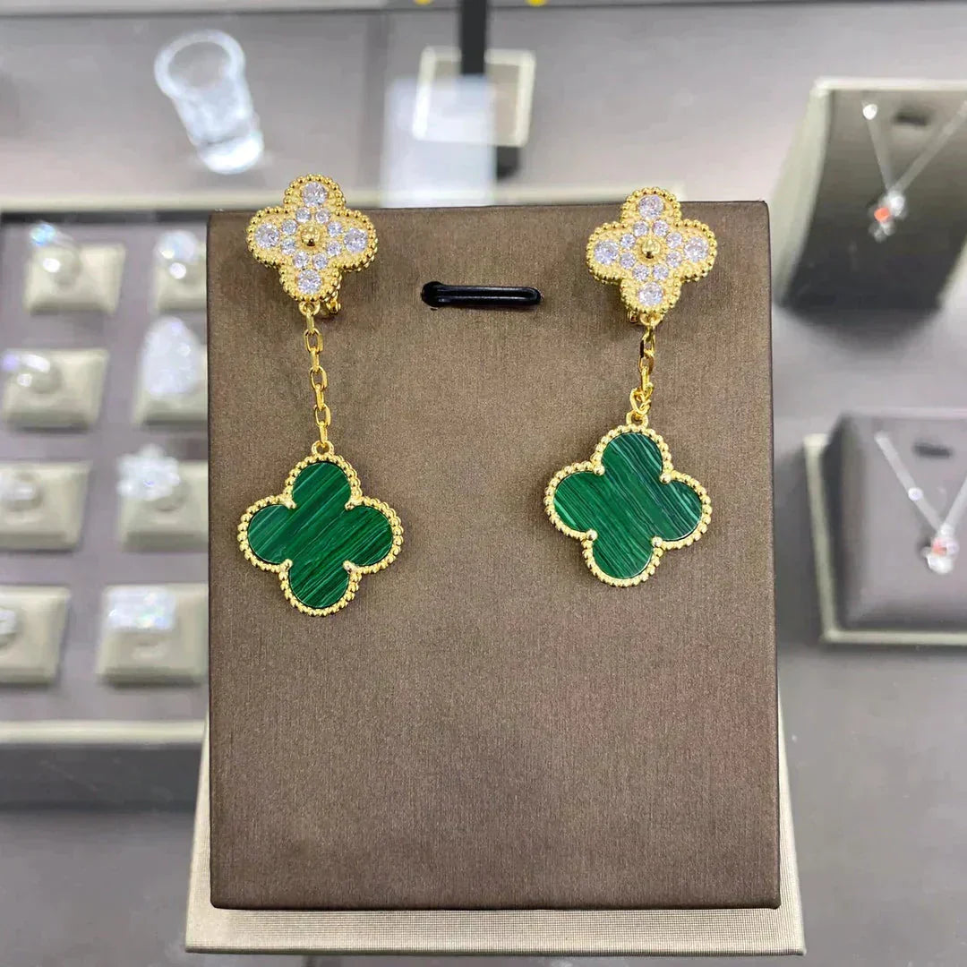 [Glow Muse]CLOVER  2 MOTIFS  DIAMOND  EARRINGS (MULTIPLE CHOICESç´