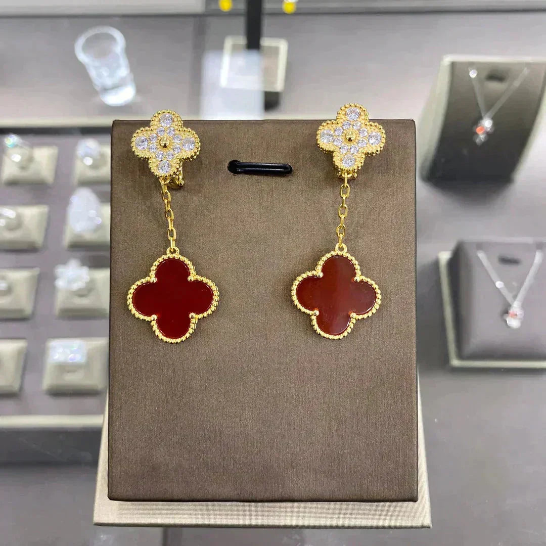 [Glow Muse]CLOVER  2 MOTIFS  DIAMOND  EARRINGS (MULTIPLE CHOICESç´
