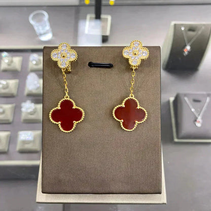 [Glow Muse]CLOVER  2 MOTIFS  DIAMOND  EARRINGS (MULTIPLE CHOICESç´
