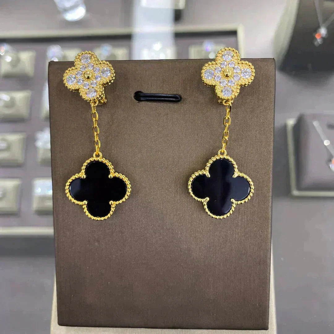 [Glow Muse]CLOVER  2 MOTIFS  DIAMOND  EARRINGS (MULTIPLE CHOICESç´