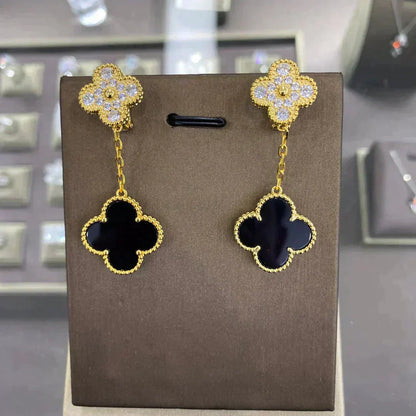 [Glow Muse]CLOVER  2 MOTIFS  DIAMOND  EARRINGS (MULTIPLE CHOICESç´