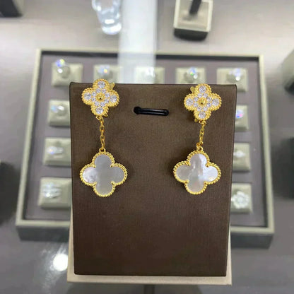 [Glow Muse]CLOVER  2 MOTIFS  DIAMOND  EARRINGS (MULTIPLE CHOICESç´