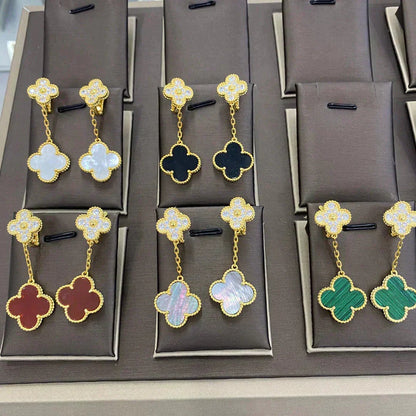[Glow Muse]CLOVER  2 MOTIFS  DIAMOND  EARRINGS (MULTIPLE CHOICESç´