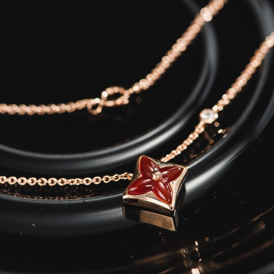 [Glow Muse]STAR NECKLACE PINK GOLD 1 DIAMOND