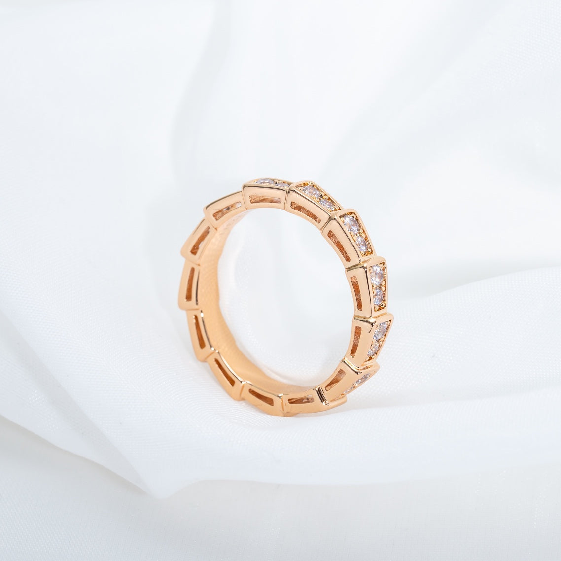 [Glow Muse]SERPENTI RING PINK GOLD DIAMOND PAVED 3MM