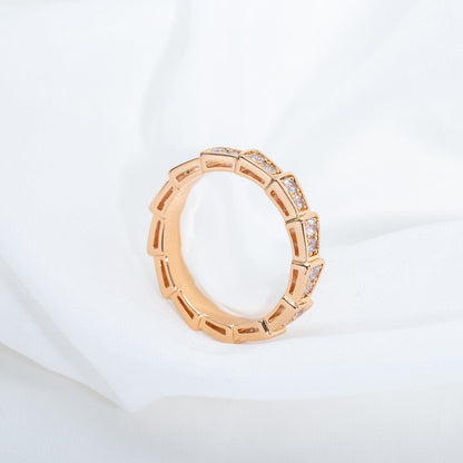 [Glow Muse]SERPENTI RING PINK GOLD DIAMOND PAVED 3MM