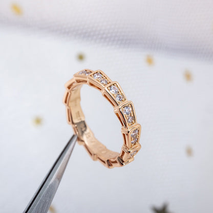 [Glow Muse]SERPENTI RING PINK GOLD DIAMOND PAVED 3MM