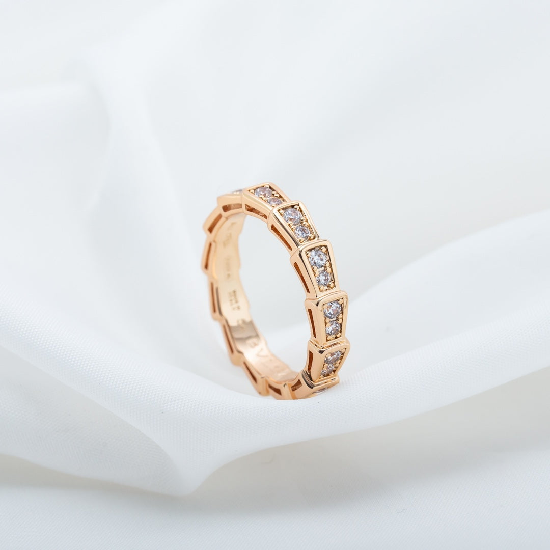 [Glow Muse]SERPENTI RING PINK GOLD DIAMOND PAVED 3MM