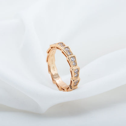 [Glow Muse]SERPENTI RING PINK GOLD DIAMOND PAVED 3MM