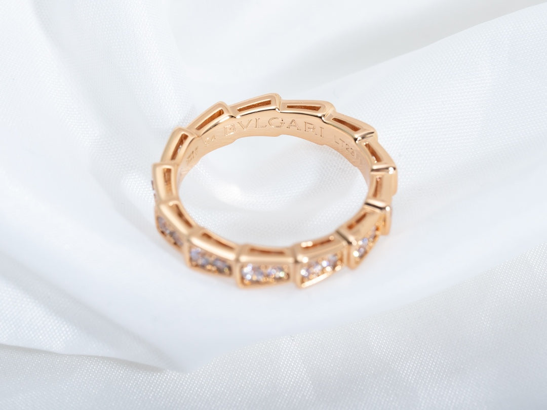 [Glow Muse]SERPENTI RING PINK GOLD DIAMOND PAVED 3MM