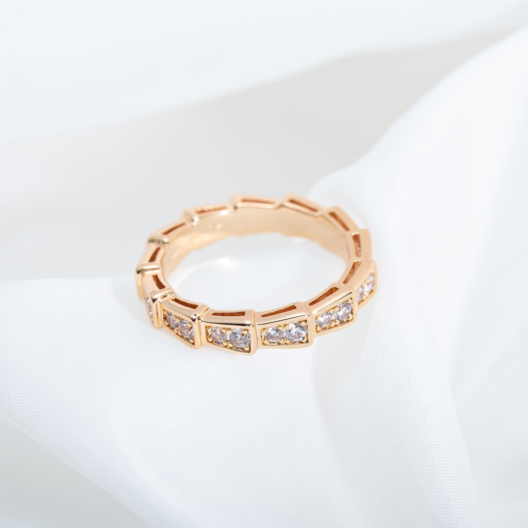 [Glow Muse]SERPENTI RING PINK GOLD DIAMOND PAVED 3MM