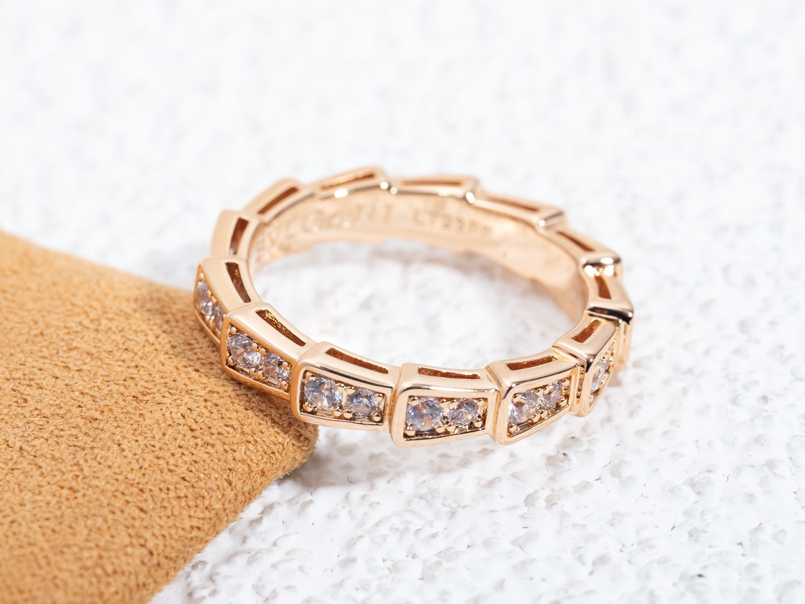 [Glow Muse]SERPENTI RING PINK GOLD DIAMOND PAVED 3MM