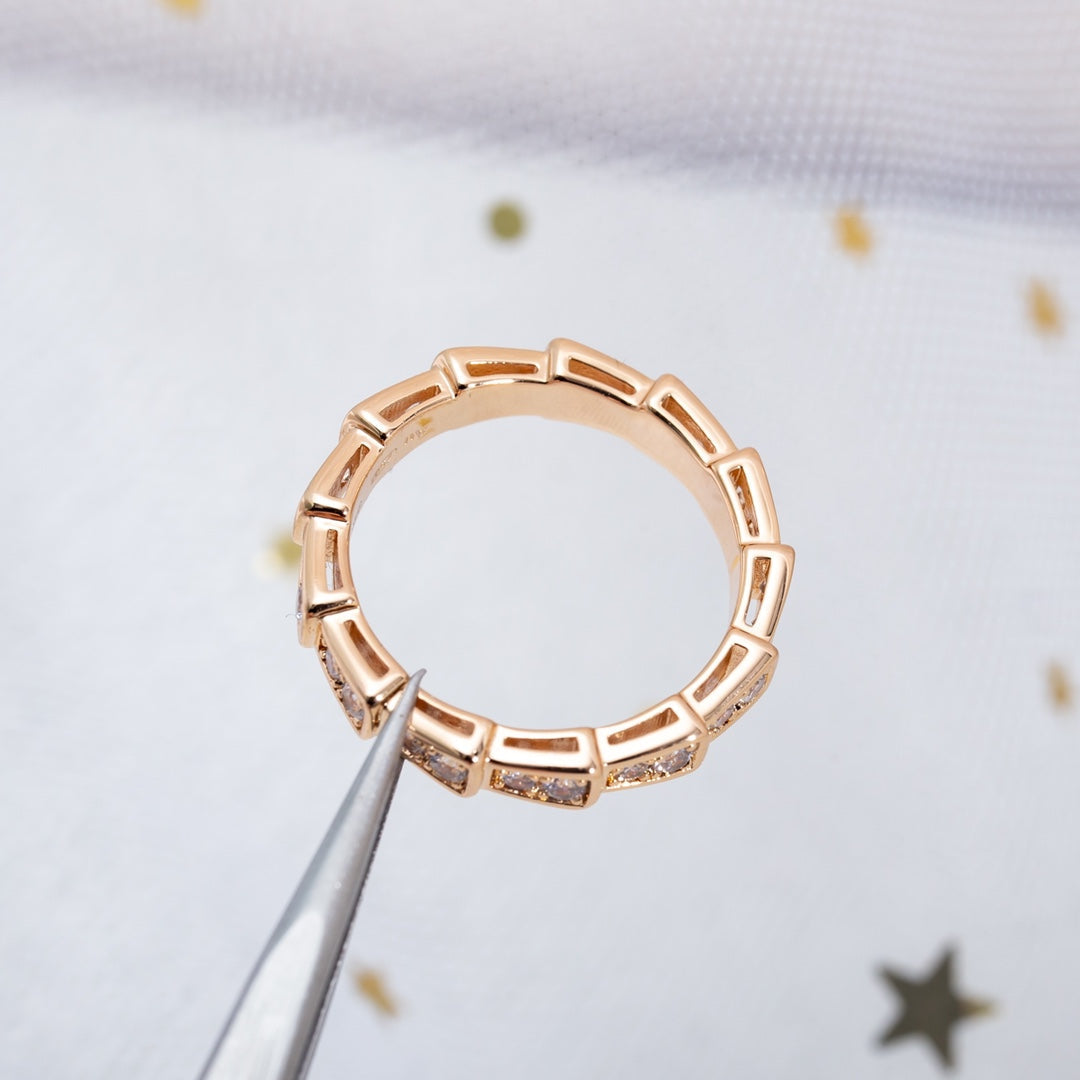[Glow Muse]SERPENTI RING PINK GOLD DIAMOND PAVED 3MM
