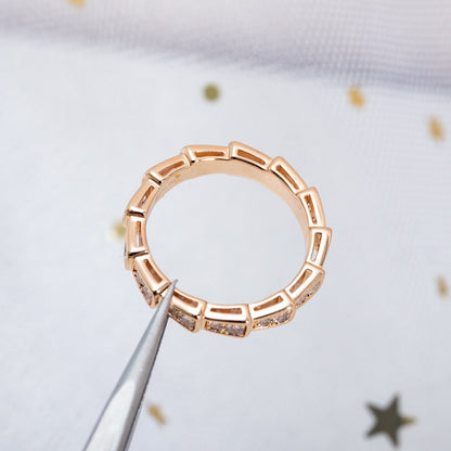 [Glow Muse]SERPENTI RING PINK GOLD DIAMOND PAVED 3MM