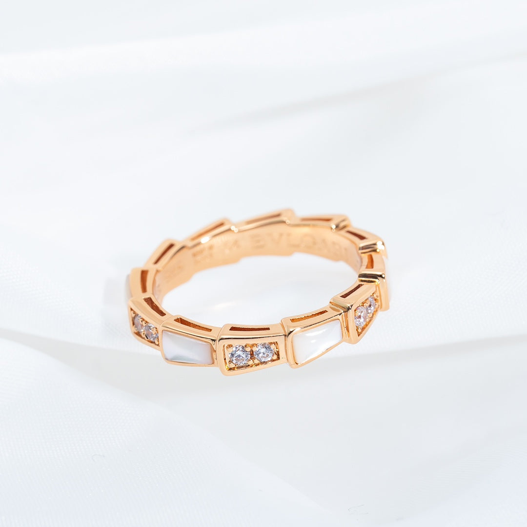 [Glow Muse]SERPENTI RING PINK GOLD DIAMOND MOP 3MM
