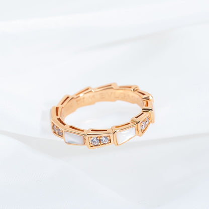 [Glow Muse]SERPENTI RING PINK GOLD DIAMOND MOP 3MM
