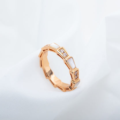 [Glow Muse]SERPENTI RING PINK GOLD DIAMOND MOP 3MM