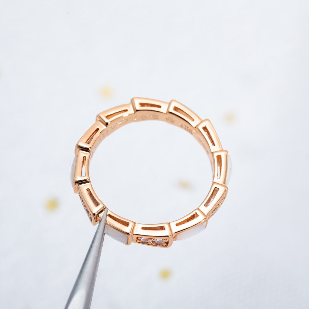 [Glow Muse]SERPENTI RING PINK GOLD DIAMOND MOP 3MM