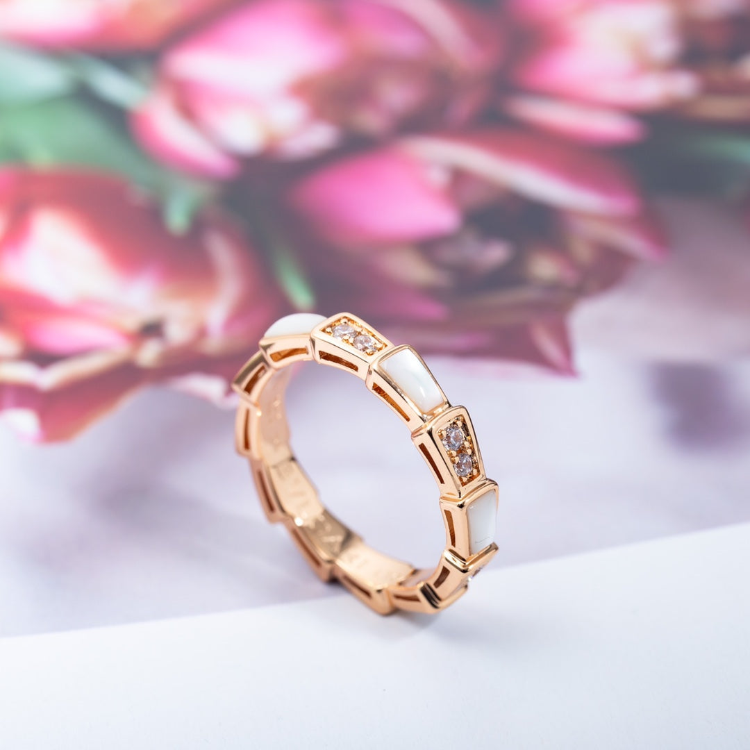 [Glow Muse]SERPENTI RING PINK GOLD DIAMOND MOP 3MM
