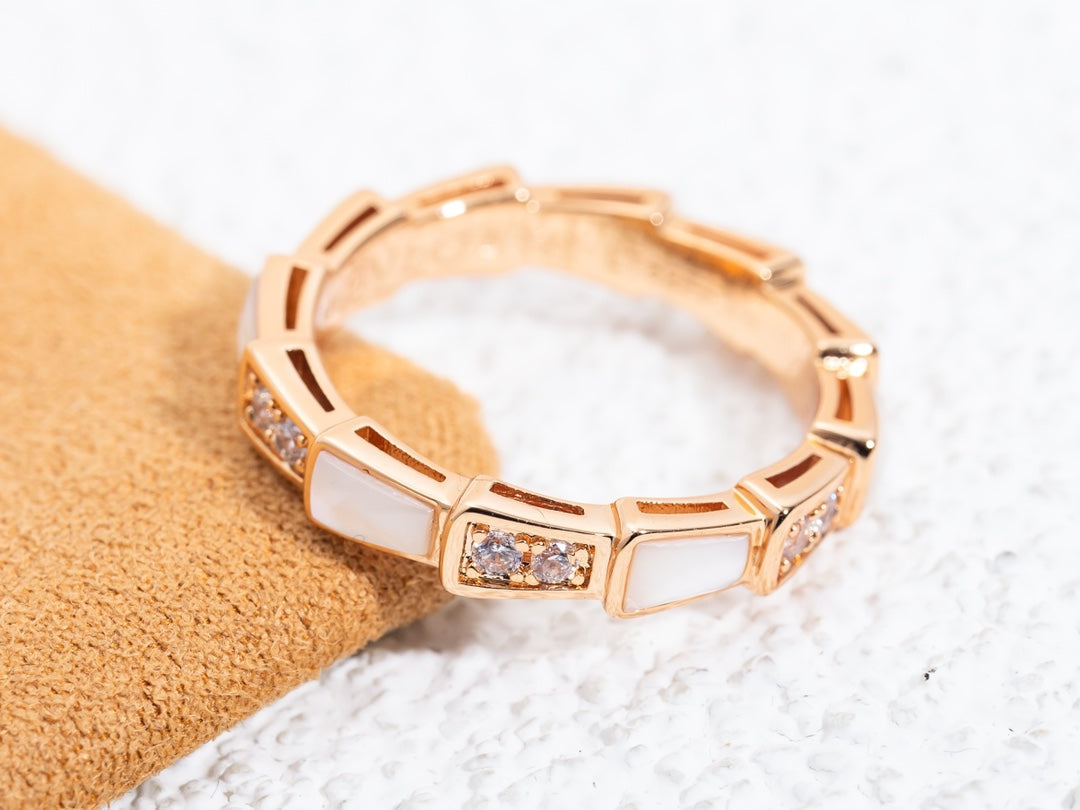 [Glow Muse]SERPENTI RING PINK GOLD DIAMOND MOP 3MM