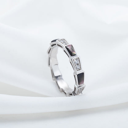 [Glow Muse]SERPENTI RING SILVER  DIAMOND BLACK MOP 3MM