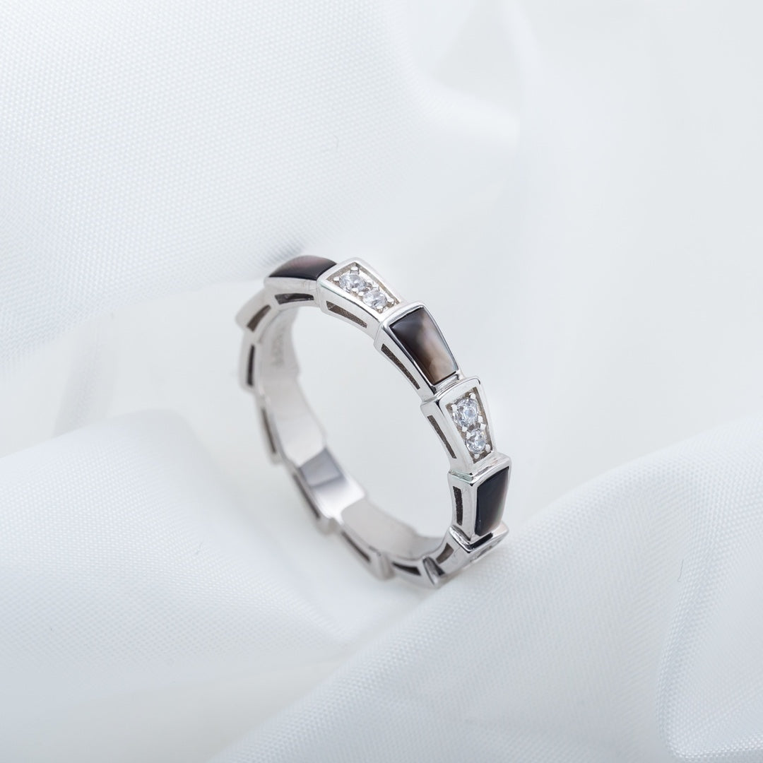 [Glow Muse]SERPENTI RING SILVER  DIAMOND BLACK MOP 3MM