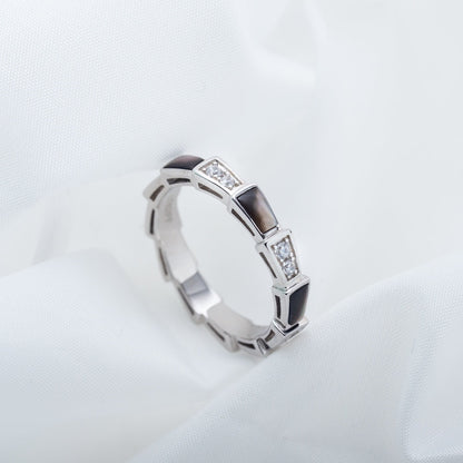 [Glow Muse]SERPENTI RING SILVER  DIAMOND BLACK MOP 3MM