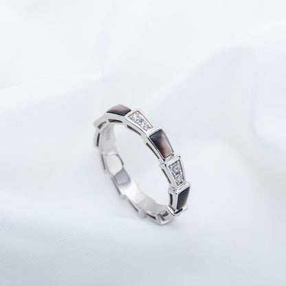 [Glow Muse]SERPENTI RING SILVER  DIAMOND BLACK MOP 3MM