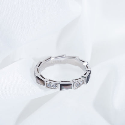 [Glow Muse]SERPENTI RING SILVER  DIAMOND BLACK MOP 3MM