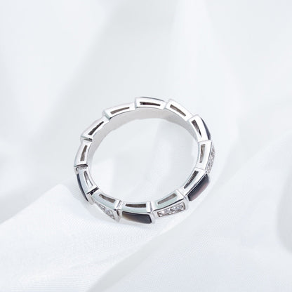 [Glow Muse]SERPENTI RING SILVER  DIAMOND BLACK MOP 3MM