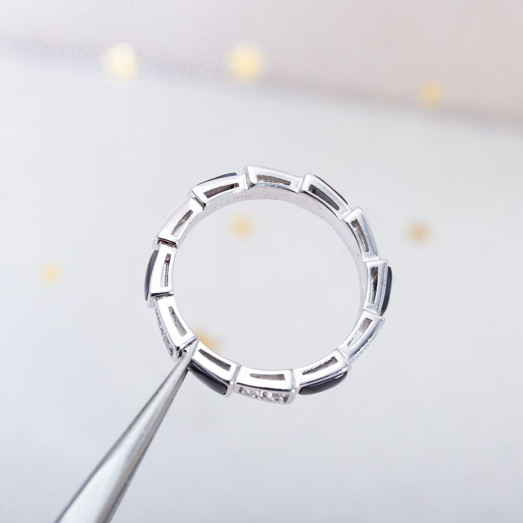 [Glow Muse]SERPENTI RING SILVER  DIAMOND BLACK MOP 3MM