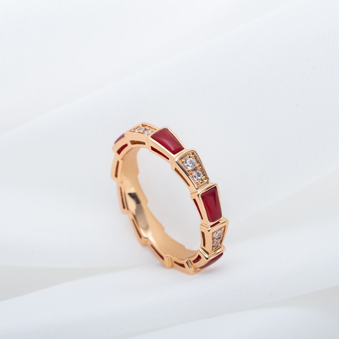 [Glow Muse]SERPENTI RING PINK GOLD CARNELIAN DIAMOND 3MM