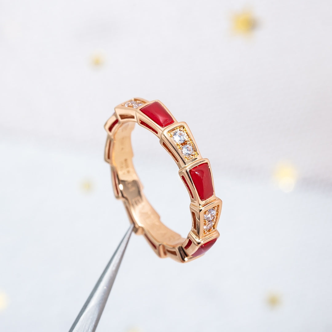 [Glow Muse]SERPENTI RING PINK GOLD CARNELIAN DIAMOND 3MM